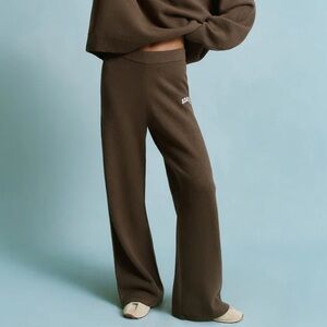 Adanola Dark Brown Wide-Leg Knit Pants